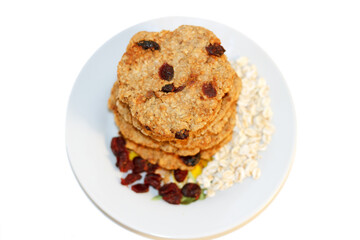 Natural oatmeal bakes with berries baked at home for vegetarians, handmade