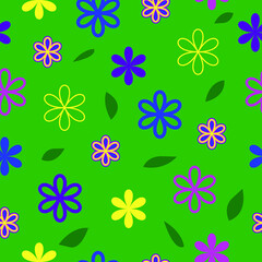 Seamless floral fan pattern on a green background.	