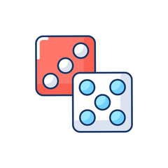 Lottery RGB color icon. Board games, traditional entertainment attribute. Gambling, game of chance. Pair of dice, playing cubes Isolated vector illustration