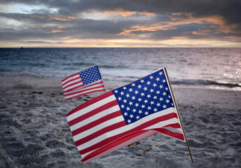 american flag on the beach, TAMPA FL/TRAVEL