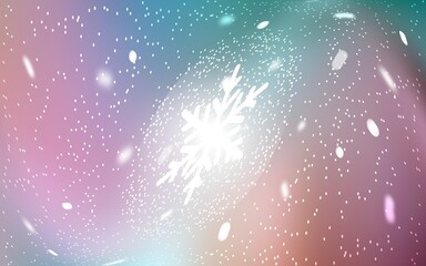 Fototapeta na wymiar Vector template with ice snowflakes. Modern geometrical abstract illustration with crystals of ice. The pattern can be used for new year ad, booklets.
