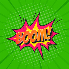 Boom word with comic pop art text frames