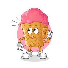ice cream eavesdropping vector. cartoon character