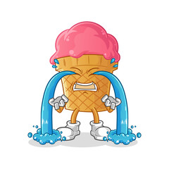 ice cream crying illustration. character vector