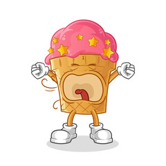 ice cream yawn character. cartoon mascot vector