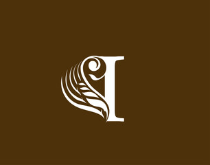 Royal Initial I Letter logo icon,Classic floral ornament monogram design vector.