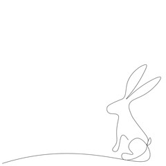 Easter bunny on white background line drawing, vector illustration