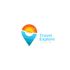 Travel Explore Logo Design Template Flat Style Vector