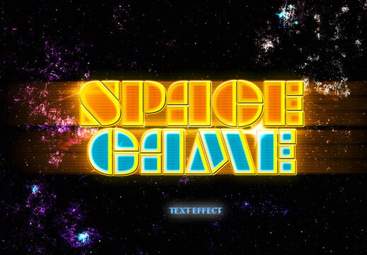 Retro Space Game Text Effect Mockup