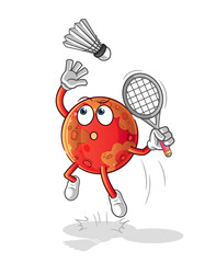 mars smash at badminton cartoon. cartoon mascot vector