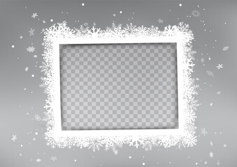 Christmas white photo frame winter snowfall