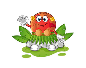 mars hawaiian waving character. cartoon mascot vector