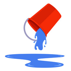 pour a bucket of water onto the floor. wash the floors. flat vector illustration. © PlutusART