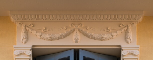 On the streets in Barcelona, public places. Elements of architectural decoration of buildings,...
