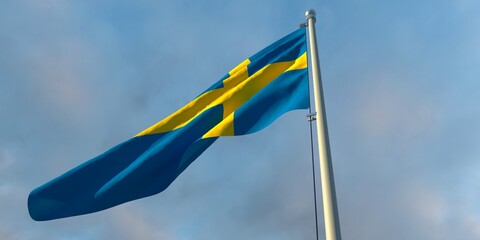 3d rendering of the national flag of the Sweden