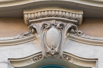On the streets in Barcelona, public places. Elements of architectural decoration of buildings,...