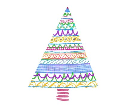 multicolored Christmas tree with garlands and decorations