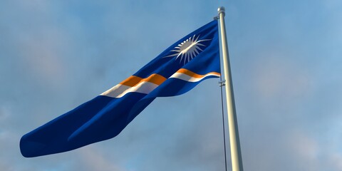 3d rendering of the national flag of the Marshall Islands