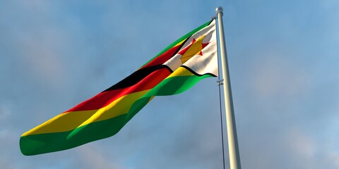 3d rendering of the national flag of the Zimbabwe