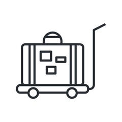 Luggage trolley vector icon. Luggage cart, travel sign.