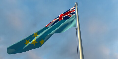 3d rendering of the national flag of the Tuvalu