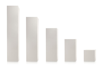 Studio shot of white square rising column bars