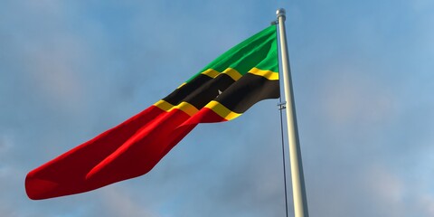 3d rendering of the national flag of the Saint Kitts and Nevis