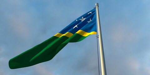 3d rendering of the national flag of the Solomon Islands