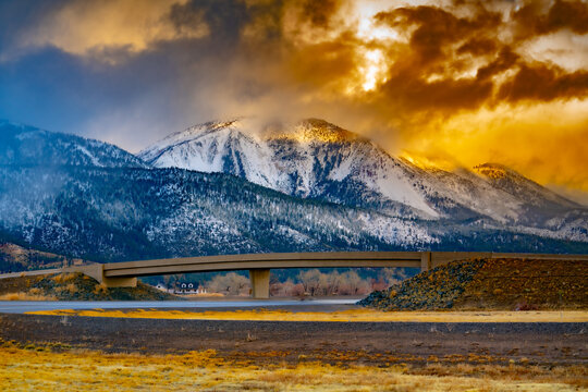 Image of Slide Mountain Nevada with a bridge going through it.
