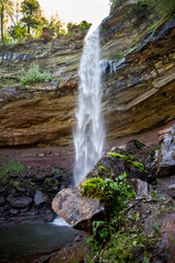 Waterfall and mossy Rock