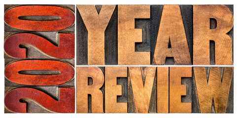 2020 year review banner - annual report, review or summary of the recent year - isolated word...