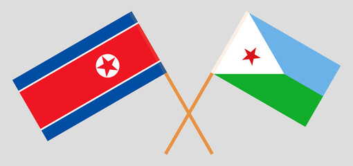Crossed flags of North Korea and Djibouti