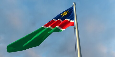 3d rendering of the national flag of the Namibia