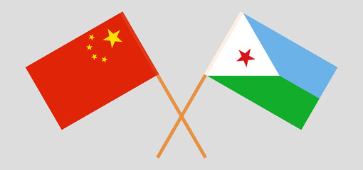 Crossed flags of China and Djibouti