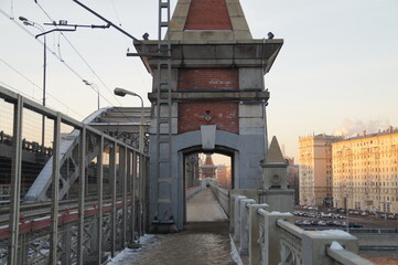 Capital of Russia: Andreevsky railway bridge in the center of Moscow across the Moscow river