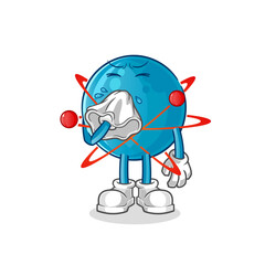 atom blowing nose character. cartoon mascot vector