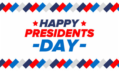Fototapeta premium Happy Presidents day in United States. Washington's Birthday. Federal holiday in America. Celebrated in February. Patriotic american elements. Poster, banner and background. Vector illustration