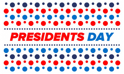 Happy Presidents day in United States. Washington's Birthday. Federal holiday in America. Celebrated in February. Patriotic american elements. Poster, banner and background. Vector illustration