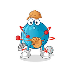 atom baseball Catcher cartoon. cartoon mascot vector