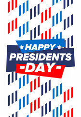 Happy Presidents day in United States. Washington's Birthday. Federal holiday in America. Celebrated in February. Patriotic american elements. Poster, banner and background. Vector illustration