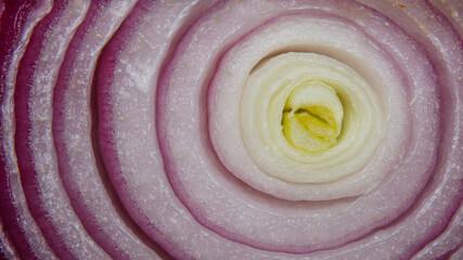 Close up shot of sliced red onion

