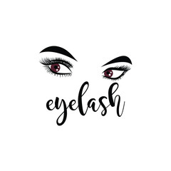 Beautiful brown eyeball with eyelash extension salon and fashion logo design vector illustration icon isolated graphic