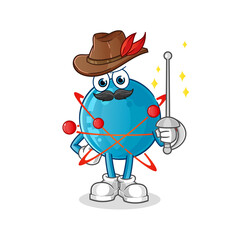 atom fencer character. cartoon mascot vector