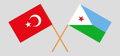 Crossed flags of Turkey and Djibouti