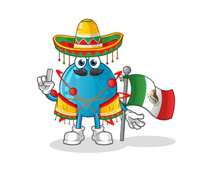 atom Mexican with traditional cloth and flag character. cartoon mascot vector