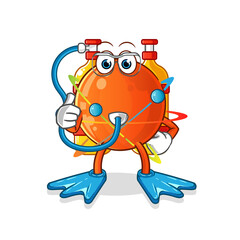 atom divers mascot. cartoon vector