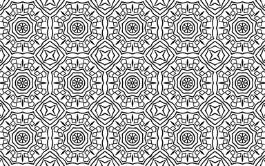 Black white geometric pattern in original oriental ethnic style for design and decor decoration.Vector graphics for wallpapers, business cards, textiles and coloring books.