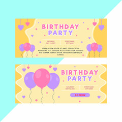 Modern birthday party banners. Birthday party invitation banner collection.