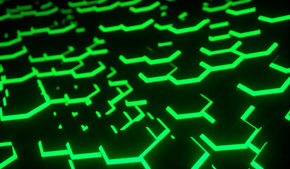 Abstract hbackground hexagonal with tilt shift blur - Green