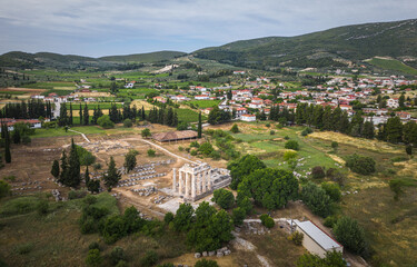 Archaelogical Choros Archea Nemea aerial view - 400067953